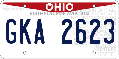 OH license plate GKA2623