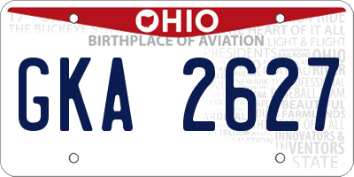 OH license plate GKA2627
