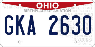 OH license plate GKA2630