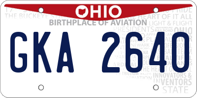OH license plate GKA2640