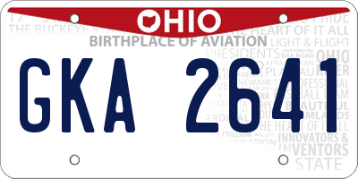OH license plate GKA2641