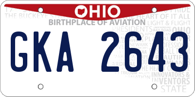 OH license plate GKA2643