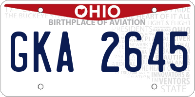OH license plate GKA2645