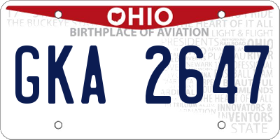 OH license plate GKA2647