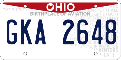 OH license plate GKA2648