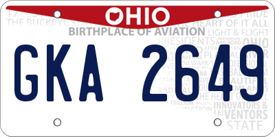 OH license plate GKA2649
