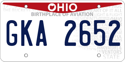 OH license plate GKA2652