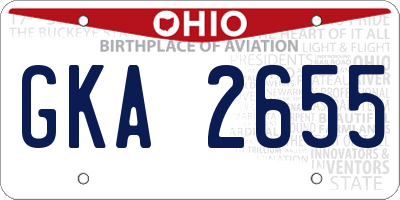 OH license plate GKA2655