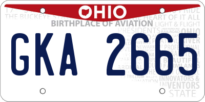 OH license plate GKA2665