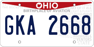 OH license plate GKA2668