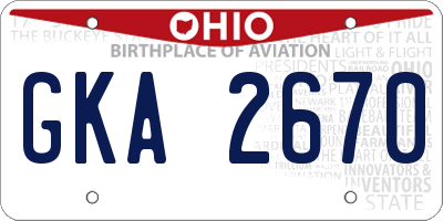 OH license plate GKA2670