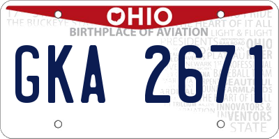 OH license plate GKA2671