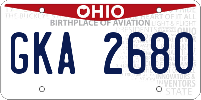 OH license plate GKA2680