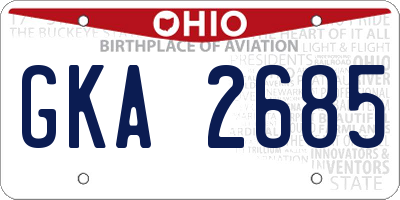 OH license plate GKA2685
