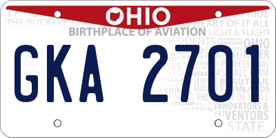 OH license plate GKA2701