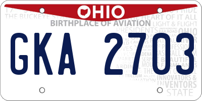 OH license plate GKA2703