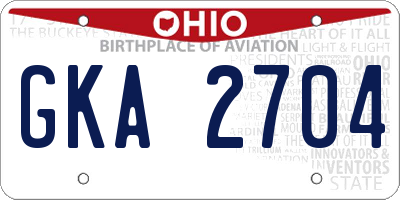 OH license plate GKA2704