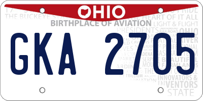 OH license plate GKA2705