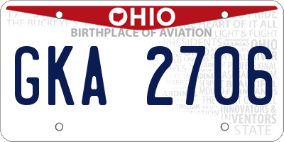 OH license plate GKA2706