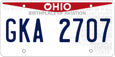 OH license plate GKA2707