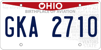 OH license plate GKA2710