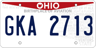 OH license plate GKA2713