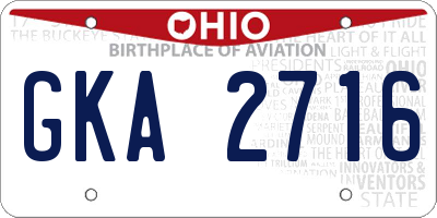OH license plate GKA2716