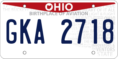 OH license plate GKA2718