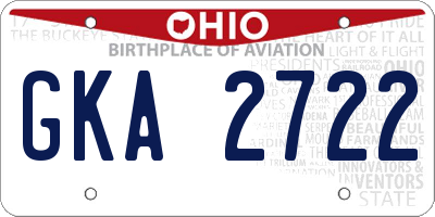 OH license plate GKA2722