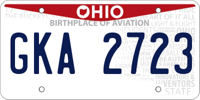 OH license plate GKA2723