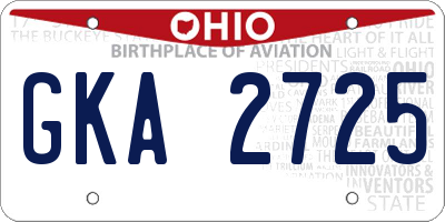 OH license plate GKA2725