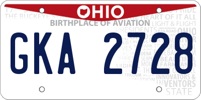 OH license plate GKA2728