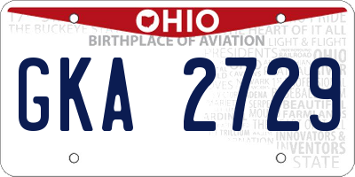 OH license plate GKA2729