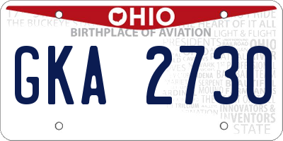 OH license plate GKA2730