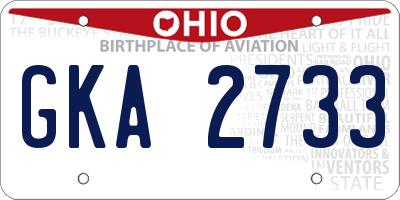 OH license plate GKA2733