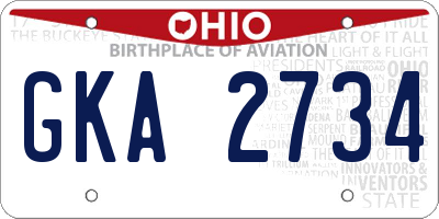 OH license plate GKA2734