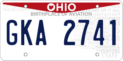 OH license plate GKA2741