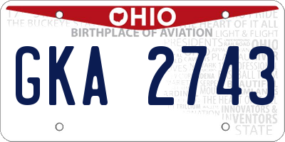 OH license plate GKA2743
