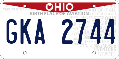 OH license plate GKA2744