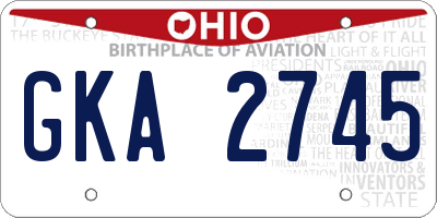 OH license plate GKA2745