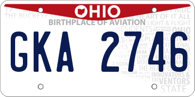 OH license plate GKA2746