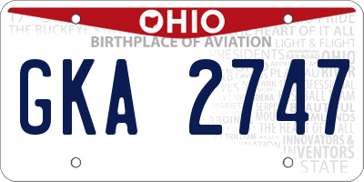 OH license plate GKA2747
