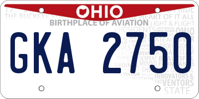 OH license plate GKA2750