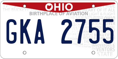 OH license plate GKA2755