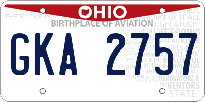 OH license plate GKA2757