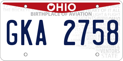 OH license plate GKA2758