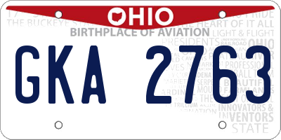OH license plate GKA2763