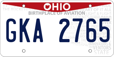 OH license plate GKA2765