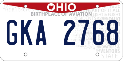 OH license plate GKA2768
