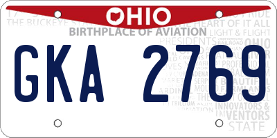 OH license plate GKA2769